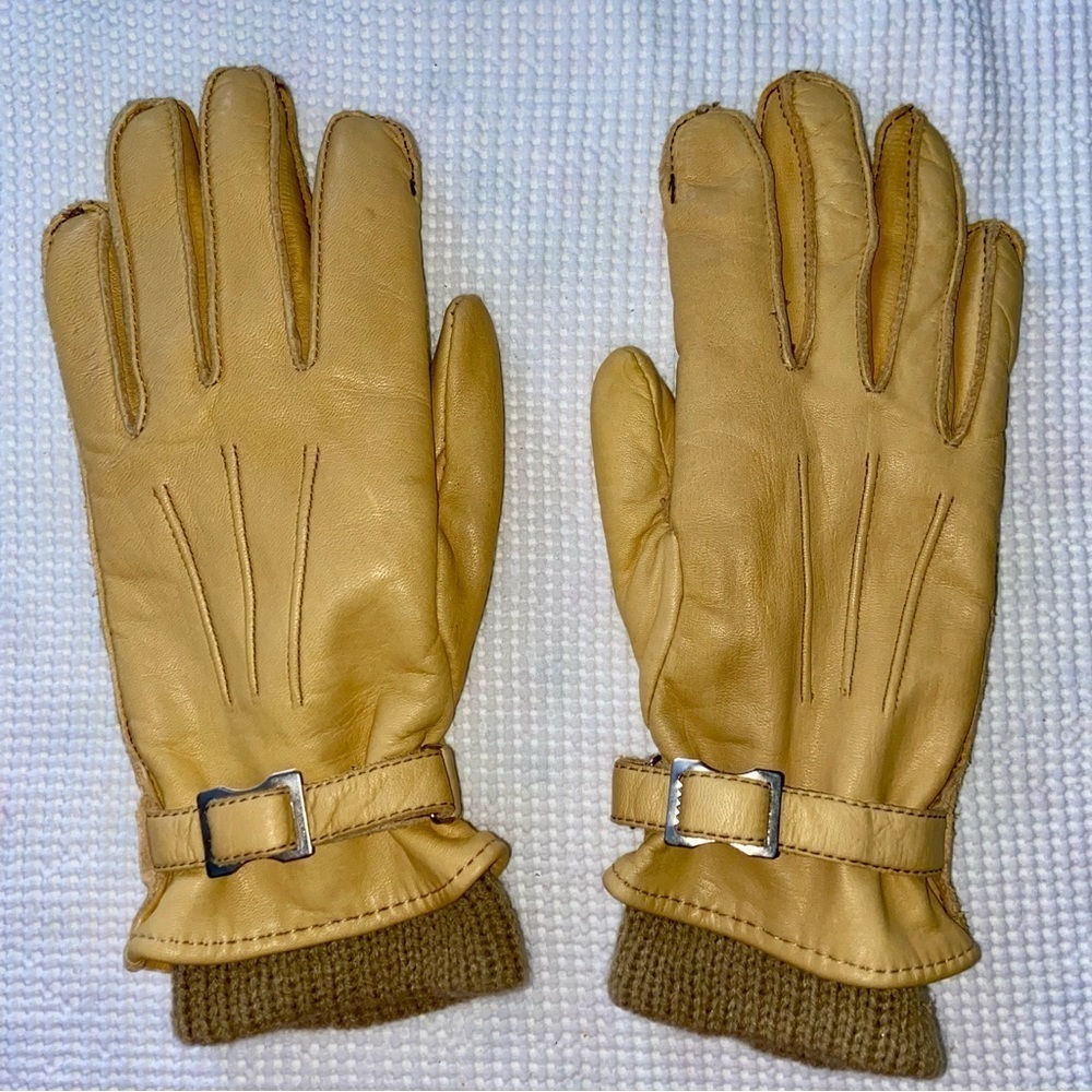 Vintage genuine Leather women’s Gloves with liners Sz small